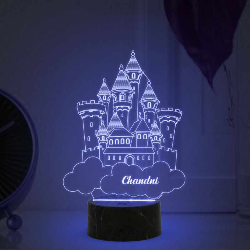 3D Illusion Princess House Night lamp with Automatic Color Changing Light Customized with Name Gift for Children Girls